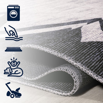 Siksak Modern Chevron Border Area Rug